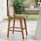 Natural Teak Wood Rattan Bar Stool with Footrest Outdoor Seating